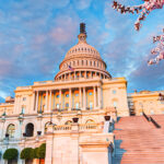 US Capitol at spring sunny evening